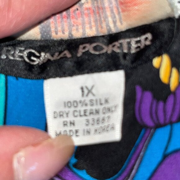 Vintage REGINA PORTER for I. MAGNIN 100% Silk Shell Sea Shell Blouse Women's 1X - Picture 8 of 9